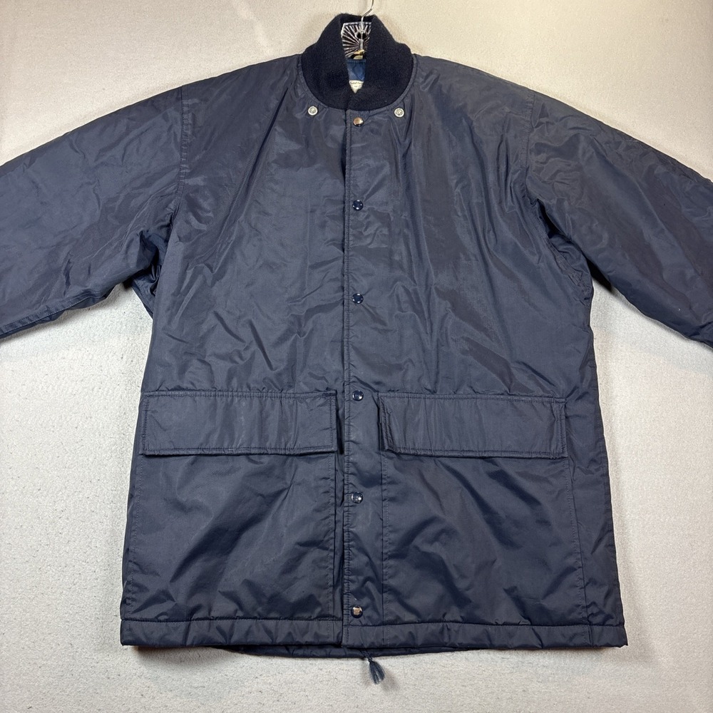 Vintage Butwin Jacket Sz L Blue Snap up Quilted Pockets Police Jacket